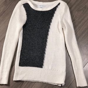 Calvin Klein White-Black Crotchet KnIt Sweater XS